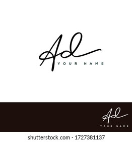  A D AD Initial letter handwriting and signature logo.	