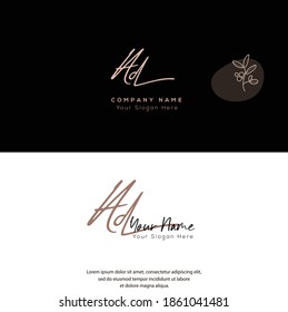Un logotipo de firma y escritura a mano inicial de D AD. Logo inicial del vector de belleza .Moda, boutique, floral y botánica