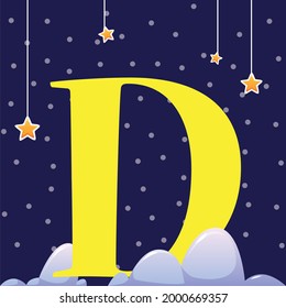 D - Alphabet with dark sky and stars 