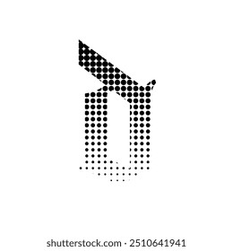 Ilustración vectorial de icono de logotipo de efecto punteado de semitono de alfabeto d