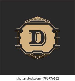 D Alphabet initials crest emblem logo