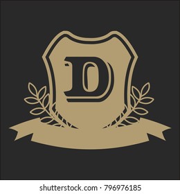 D Alphabet initials crest emblem logo