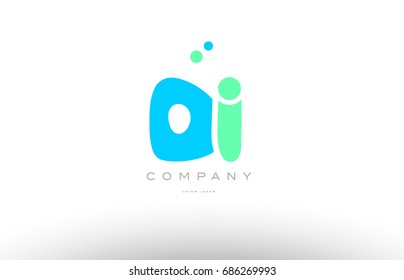 D I alphabet letter blue green logo vector creative company icon design template modern dots