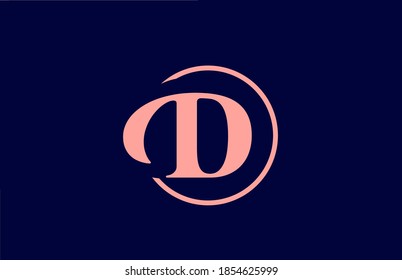 D alphabet letter logo icon in pink and blue colors. Elegant circle design for company and business