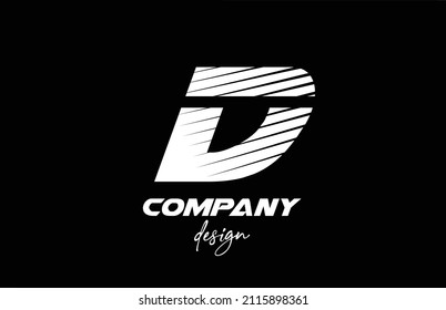 D alphabet letter logo icon design with black and white color. Creative template for company and business with sliced bold style