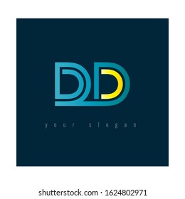 D & D, D D alphabet letters joint logo gradient abstract vector