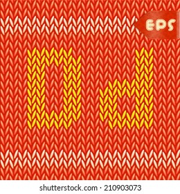 "D" alphabet on Seamless knitted background