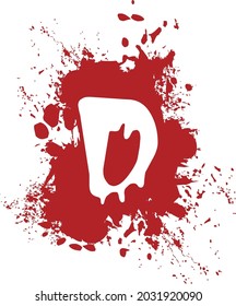 D - Alphabet with splash and spray effect and red background.