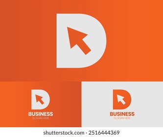 D Alphabet Technology orange gradient grey creative Logo eps 10 vector design