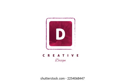 D alphabet vector logo icon with premium water color brush design. Minimalist trendy vector logo design