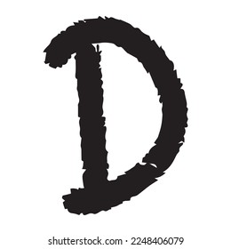 D Alphabhet grunge design. Vector hand drawn alphabet. Brush painted letters. Lettering.