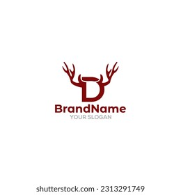 D antlers logo design vector