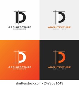 D Architecture letter logo design vector  