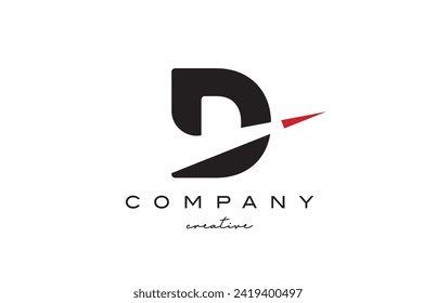 D arrow letter logo icon design vector illustration. Creative template for business or company in black and red
