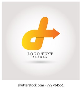 d & Arrow Logo. Symbol & Icon Vector Template