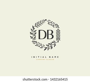 D B DB Beauty vector initial logo, handwriting logo of initial signature, wedding, fashion, jewerly, boutique, floral and botanical with creative template for any company or business.
