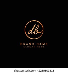 D, B, DB Initial letter handwritten and signature vector logo. Business template in round shape line art