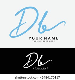 D, B, DB Initial letter logo. Alphabet DB Handwritten Signature logo