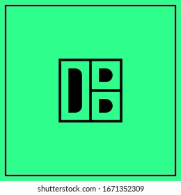 D and B, DB, Uppercase Letter Initial flat and clean Logo Design Template Vector Illustration - minimal concept