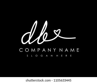 D B Initial handwriting logo vector