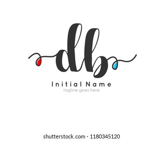 D B Initial handwriting logo vector template