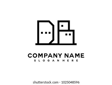 D B initial logo template vector