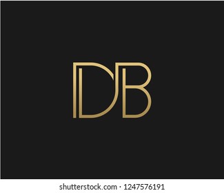 D B Unique Minimal Style golden and black color initial based logo