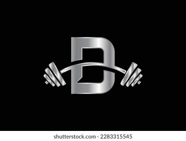 D Barbell Gym Logo Vector Design