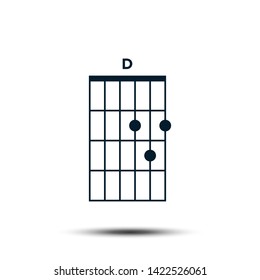 D, Basic Guitar Chord Chart Icon Vector Template
