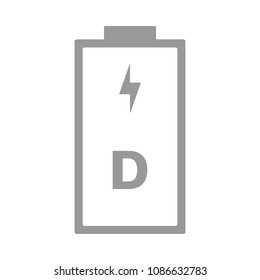 D battery. R20 cell size. Vector icon.