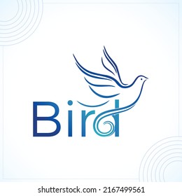 D Bird Fly modern creative premium logo design vector template