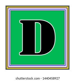 D black letter with a green background - vector