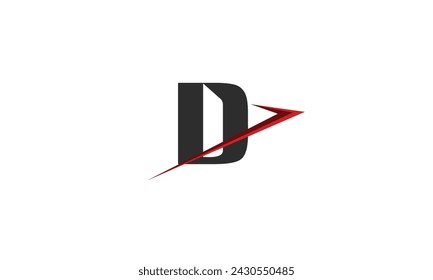 D black red swoosh letter logo vector design illustration. Creative template icon for company or business