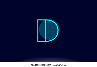 d blue line circle letter logo alphabet creative company vector icon design template