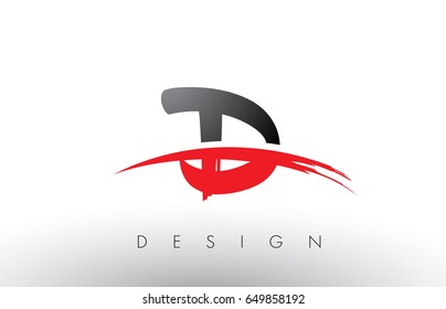 D Brush Logo Letters Design with Red and Black Colors and Brush Letter Concept.