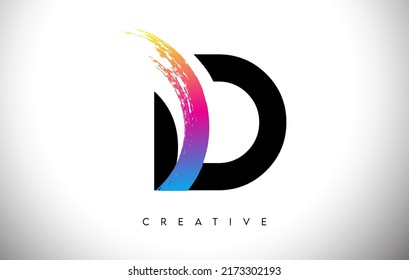 D Brush Stroke Artistic Letter Logo Design with Creative Modern Look and Vibrant Colors Vector Illustration.