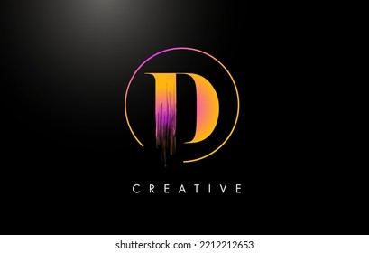 D Brush-Schlagbuchstaben Logo-Design. Das orangefarbene violette Logo verleiht dem Symbol ein elegantes Circle Vector Design.