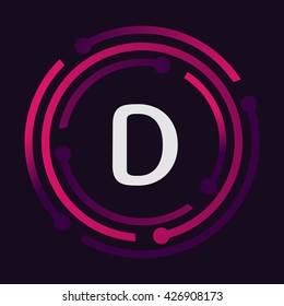 D business logo icon design template elements in abstract background logo, design identity in circle, alphabet letter