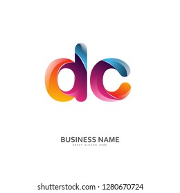 D C DC Logo Letter Design Vector colorful glossy color. Design Template