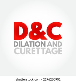 D and C - Dilation and Curettage is a procedure to remove tissue from inside your uterus, acronym text concept background