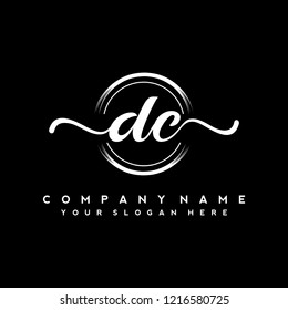 D C Initial handwriting logo vector