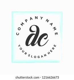 D C Initial handwriting logo vector