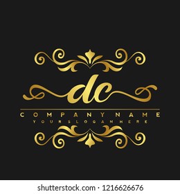 D C Initial handwriting logo vector