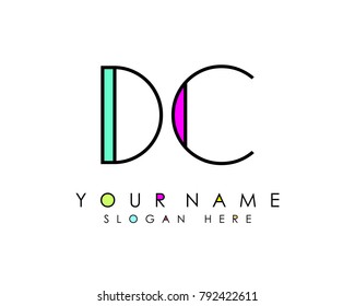 D & C initial minimalist logo template vector