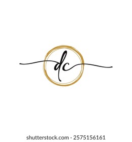 D C Initial Script Letter Beauty Logo Template