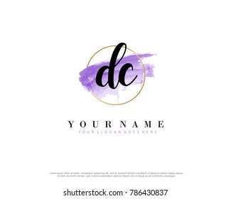 D C Initial water color logo template vector