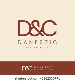 D and C logo design template vector illustration in line art style. Simple vector logo brand for apparel, fashion, boutique, business and company