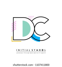 D C Memphis letter style, initial logo template vector full color.