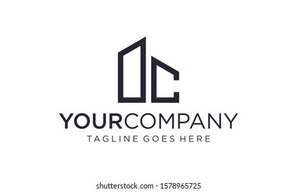 D C or O C Initial building logo concept
