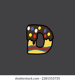 d del alfabeto vector de la torta y número